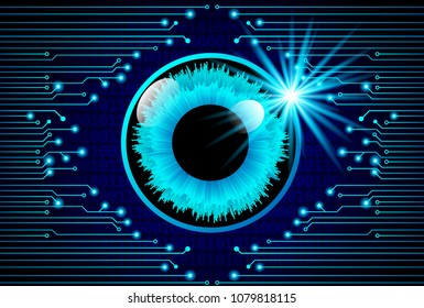 Digital eye security scanning concept ,with Binary code digital numbers. vector .technology and engineering background 