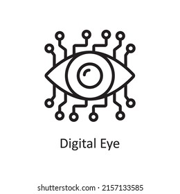 Digital Eye vector outline Icon Design illustration. Artificial Intelligence Symbol on White background EPS 10 File