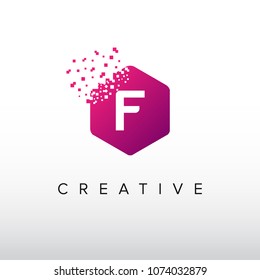 Digital F Letter. Letter F Design Vector