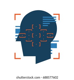 Digital face scanning abstract icon. Human face recognition biometric identification concept illustration isolated vector. Transparent
