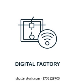 Icono de Fábrica Digital de la colección de impresión 3d. Icono de Fábrica Digital de línea simple para plantillas, diseño web e infografías