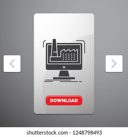 digital, factory, manufacturing, production, product Glyph Icon in Carousal Pagination Slider Design & Red Download Button