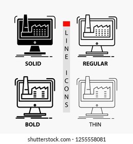 digital, factory, manufacturing, production, product Icon in Thin, Regular, Bold Line and Glyph Style. Vector illustration