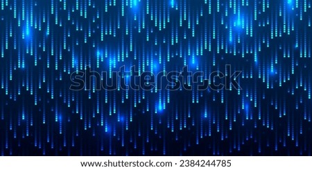 Digital Falling Rain Trails on Dark Background. Fast Falling Digital Bits Drops. Vector Illustration.