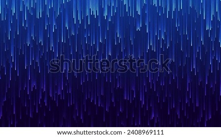 Digital Falling Rain Trails on Dark Background. Fast Falling Digital Bits Drops. Blue Digital Matrix Gradient Lines. Data Flow Concept. Vector Illustration.