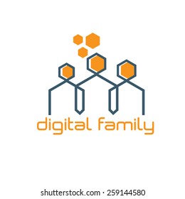 digital family vector design template
