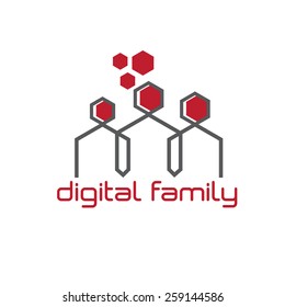 digital family vector design template