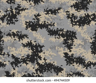 Digital fashionable camouflage pattern, vector illustration. Military print. Seamless vector wallpaper