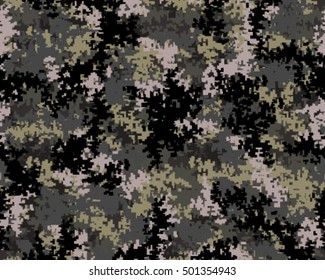 Digital fashionable camouflage pattern, vector illustration. Military print. Seamless vector wallpaper