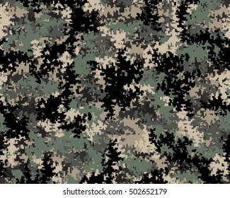 Digital fashionable camouflage pattern, vector illustration. Military print. Seamless vector wallpaper