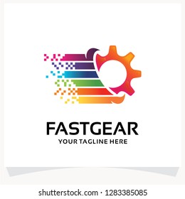 Digital Fast Gear Logo Design Template Inspirations