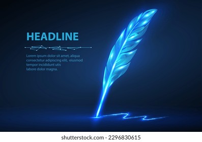 Digital feather. Automatic text generator, AI writing, artificial intelligence copywriter, digital letter, chatgpt storytelling, art technology concept