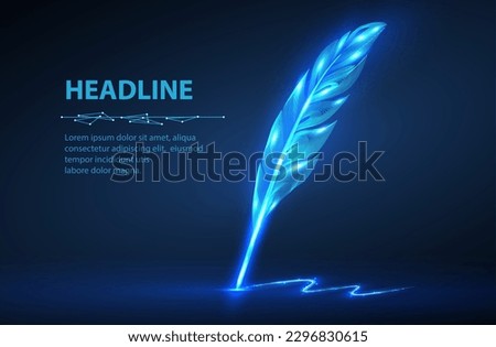 Digital feather. Automatic text generator, AI writing, artificial intelligence copywriter, digital letter, chatgpt storytelling, art technology concept