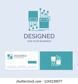 digital, fiber, electronic, lane, cable Business Logo Glyph Icon Symbol for your business. Turquoise Business Cards with Brand logo template.