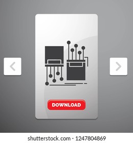 digital, fiber, electronic, lane, cable Glyph Icon in Carousal Pagination Slider Design & Red Download Button
