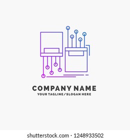 digital, fiber, electronic, lane, cable Purple Business Logo Template. Place for Tagline