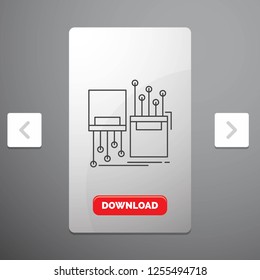 digital, fiber, electronic, lane, cable Line Icon in Carousal Pagination Slider Design & Red Download Button