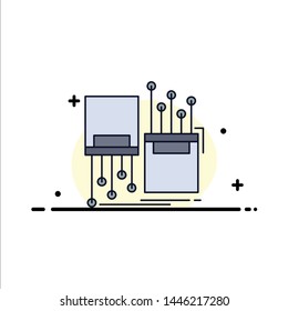 digital, fiber, electronic, lane, cable Flat Color Icon Vector