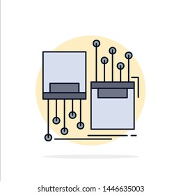 digital, fiber, electronic, lane, cable Flat Color Icon Vector