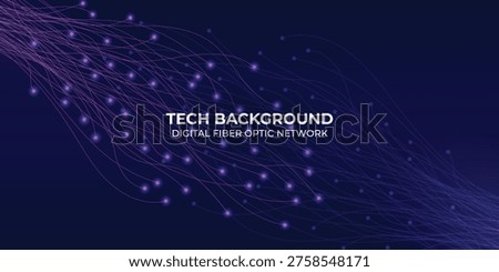 A digital fiber optic network background with purple and blue lights