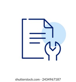 Digital File Engineering-Toolkit. Dateisymbol und Schlüssel. Pixel perfektes, bearbeitbares Strichsymbol