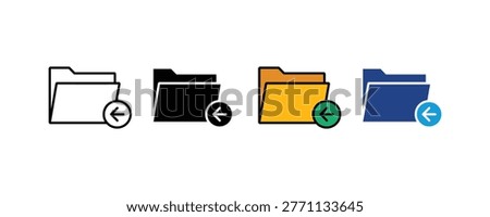 Digital file folder import icon vector set. Computer data storage organization, document archive transfer, and software interface directory symbol.