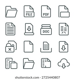 Formato de archivo digital e iconos de interfaz de Descarga de documentos
