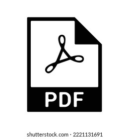 Digital file format, pdf icon.  Black vector graphics.