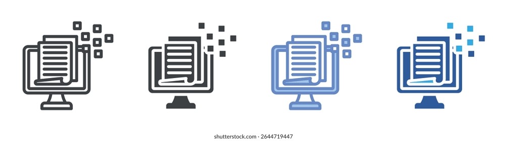 Digital File icon set multiple style collection