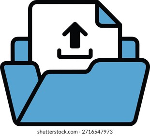 Ícone de carregamento de arquivo digital em uma pasta azul