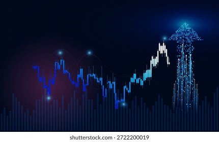 Gráfico de finanças digitais exibindo flutuações de índice, tendências de ações e análise de preços para negociação. usado no plano de fundo financeiro, de negócios, de ações e de investimentos