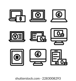 icono de finanzas digitales o logotipo símbolo de señas aislado ilustración vectorial - Colección de iconos vectoriales de estilo negro de alta calidad

