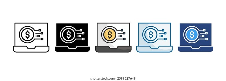 Digital Finance Icon Set Multiple Style Collection