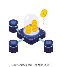 Ilustración vectorial isométrica de finanzas digitales.