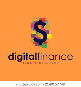 Digital Finance Logo Design Concept Vector. Fintech Logo Design Concept