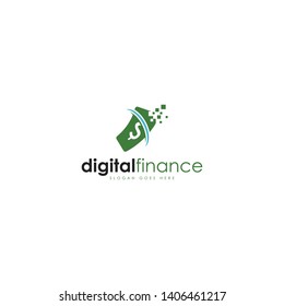 Digital finance logo template. Fintech logo concept. The concept of the fintech logo with the dollar symbol as the main role. Modern financial logo template