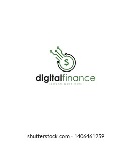 Digital finance logo template. Fintech logo concept. The concept of the fintech logo with the dollar symbol as the main role. Modern financial logo template