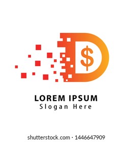 Digital finance logo template. Fintech logo concept. The concept of the fintech logo with the dollar symbol as the main role. Modern financial logo template