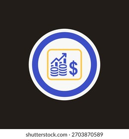 Digital finance shield icon, secure mobile banking, investment protection, money safety concept sticker.