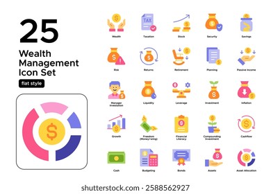 Digital Finance and Smart Money Management. Online Banking, Payment, and E-Wallets. Vector Illustration. Flat icon set