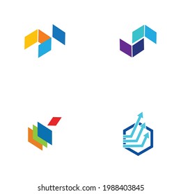 digital finance technologi logo set illustration design template