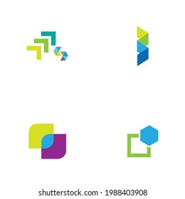 digital finance technologi logo set illustration design template