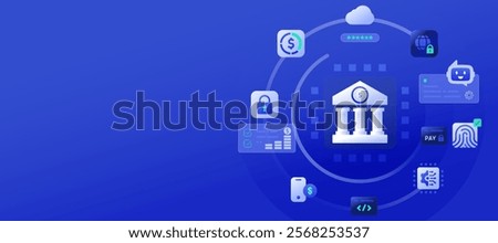 Digital Financial Banking Service, Future of Fintech AI is Transforming vector illustration banner