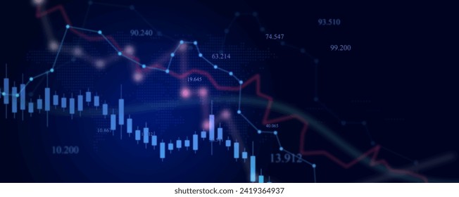 Digital financial chart indicators, stock market business and exchange financial growth graph.