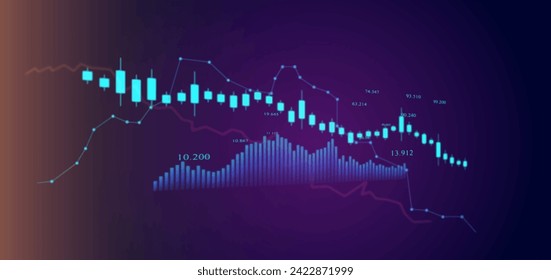 Digital financial chart indicators, stock market business and exchange financial growth graph.