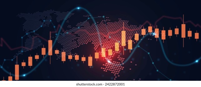 Digital financial chart indicators, stock market business and exchange financial growth graph.