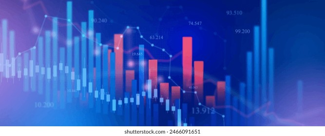 Digital financial chart indicators, stock market business and exchange financial growth graph.