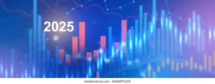 Digital financial chart indicators, stock market business and exchange financial growth graph.