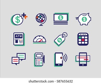 Digital Financial and Marketing icon sets