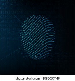 Digital Finger Print Scanning Identification System Background,Hi-tech and technology Concept design,Vector Illustration.